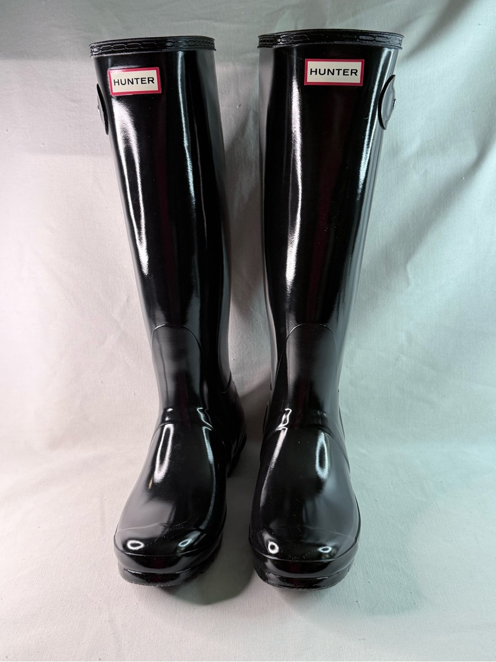 Original Hunter Women's Tall Gloss Rain Boots - Black Size 8